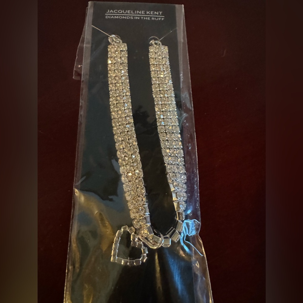 NWT Jacqueline Kent Silver Rhinestone Heart collar/anklet